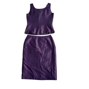 Nipon Boutique Purple Skirt Suit Set, Sleeveless Top, Pencil Skirt, Size 6‎